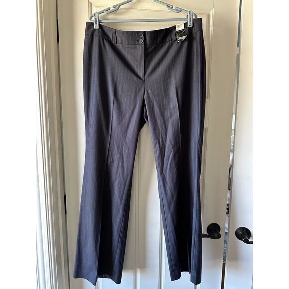 New York‎ And Company Career Pants 16 Average Women's Black Pinstripe - Picture 1 of 14
